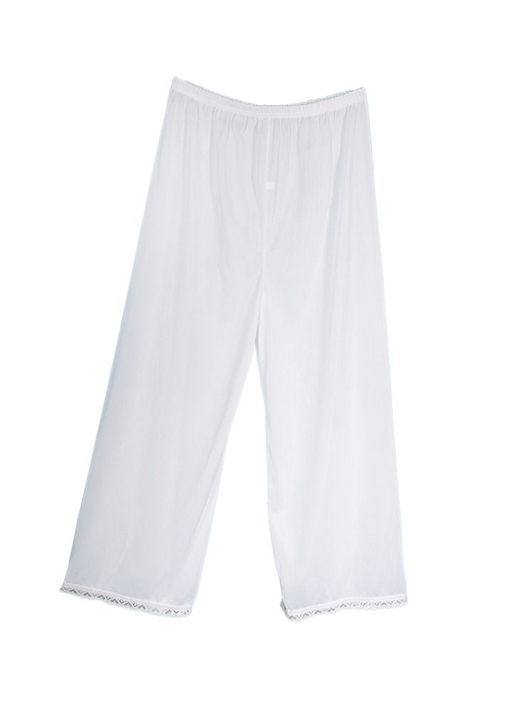 City Rose 3 - Pieces Full Length Soft inner Pants Trousers Silk 100% with Elasticised Waistband  Women White - Image 2