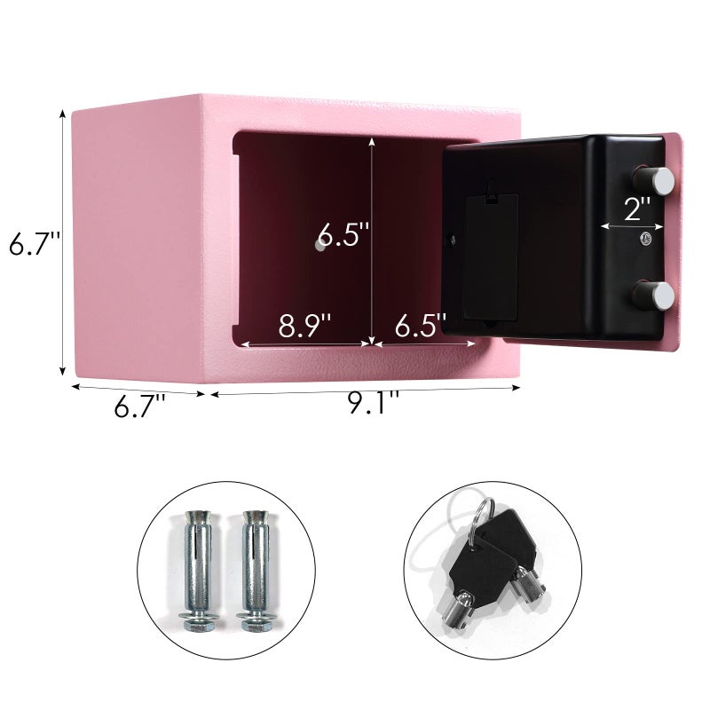 TENAMIC Safe Box 0.23 Cubic Feet Electronic Digital Security Box, Keypad Lock Box Cabinet Safes, Solid Alloy Steel Office Hotel Home Safe, Pink - Image 2