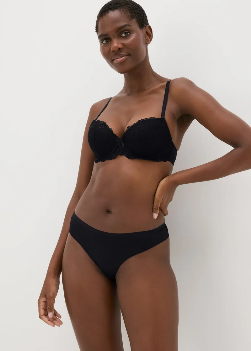 Matalan 3 Pack Black No VPL Lace Brazilian Knickers