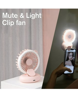 Handheld Mini Fan with Selfie Ring Light, Portable USB Rechargeable Small Pocket Fan,Rechargeable Led Ring Light With Clip-On Fan - Portable Selfie Ring Light For Smartphones & Tablets - pzsku/ZBE87F4BB76B31D5A30C0Z/45/_/1719637562/48c7ed18-abaa-44d7-aefc-b70bc5b1684a
