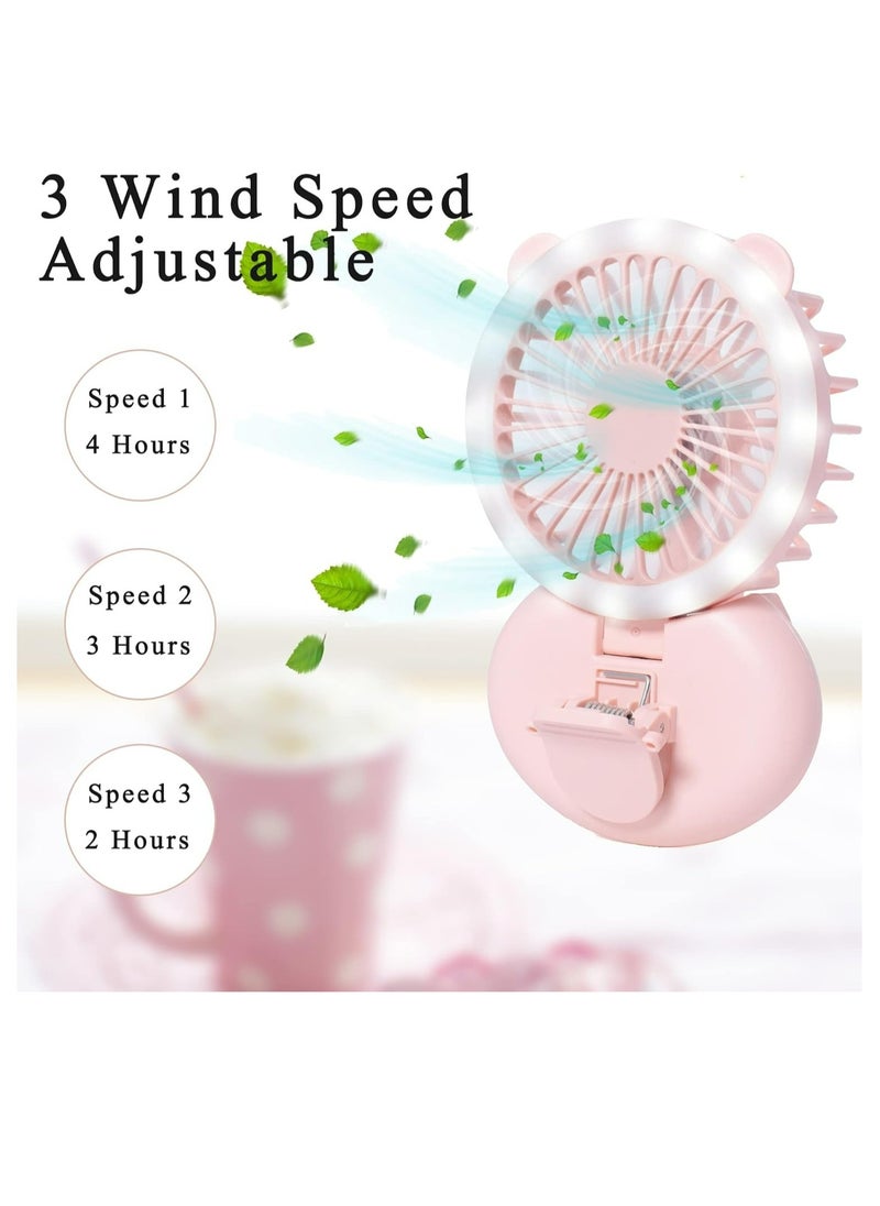 Generic - Handheld Mini Fan with Selfie Ring Light, Portable USB Rechargeable Small Pocket Fan,Rechargeable Led Ring Light With Clip-On Fan - Portable Selfie Ring Light For Smartphones & Tablets - Image 1