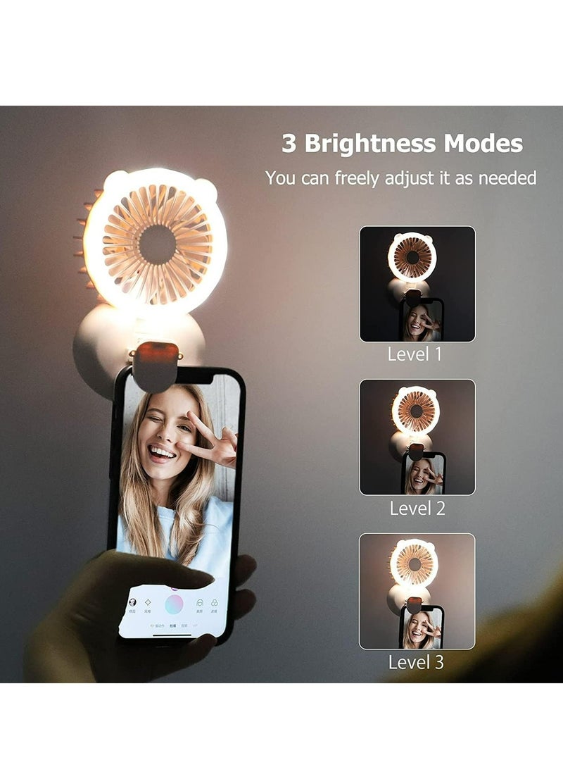 Generic - Handheld Mini Fan with Selfie Ring Light, Portable USB Rechargeable Small Pocket Fan,Rechargeable Led Ring Light With Clip-On Fan - Portable Selfie Ring Light For Smartphones & Tablets - Image 1