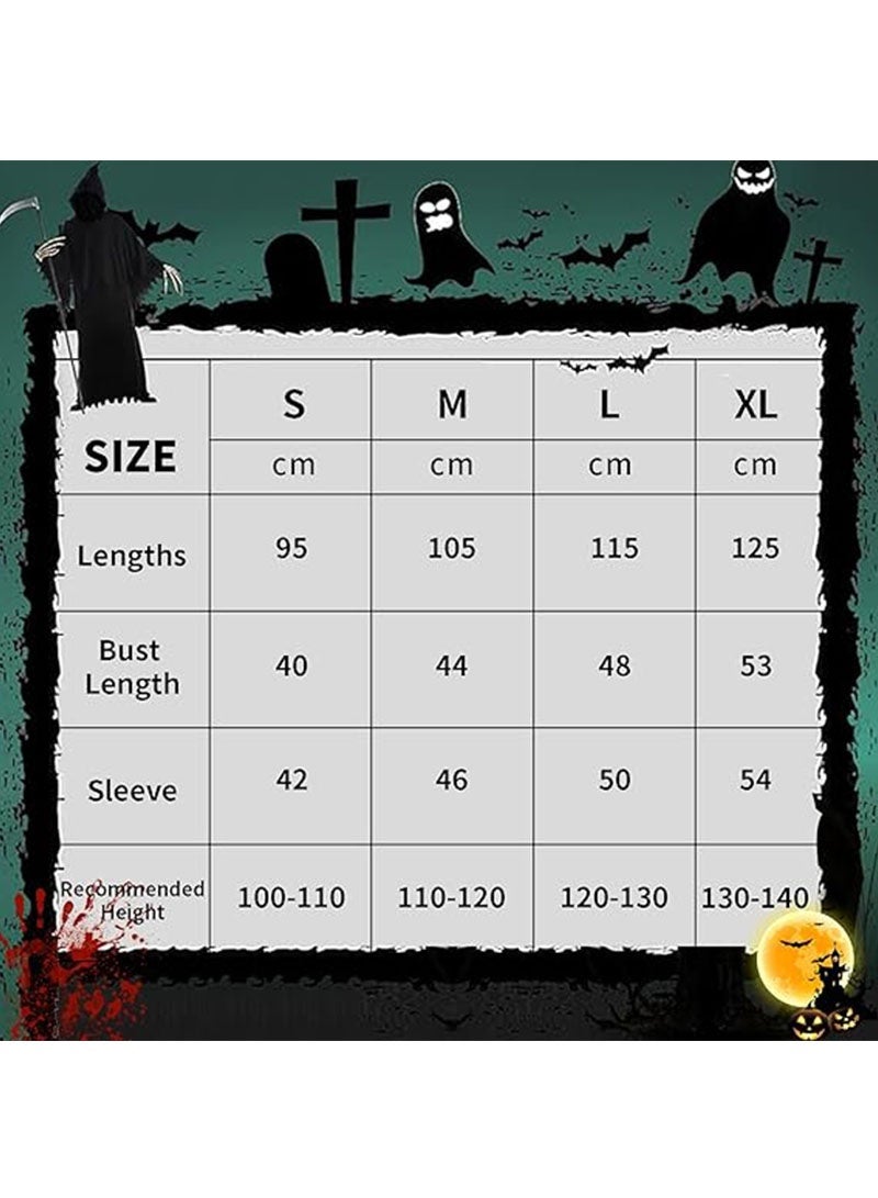 Yoawllty 5 PCS Halloween Costumes, Unisex Costume Set with Black Robe, Luminous Glasses, Gloves, Scythe for Cosplay, Halloween Costume for Halloween Decoration【S(100-110)】 - Image 2