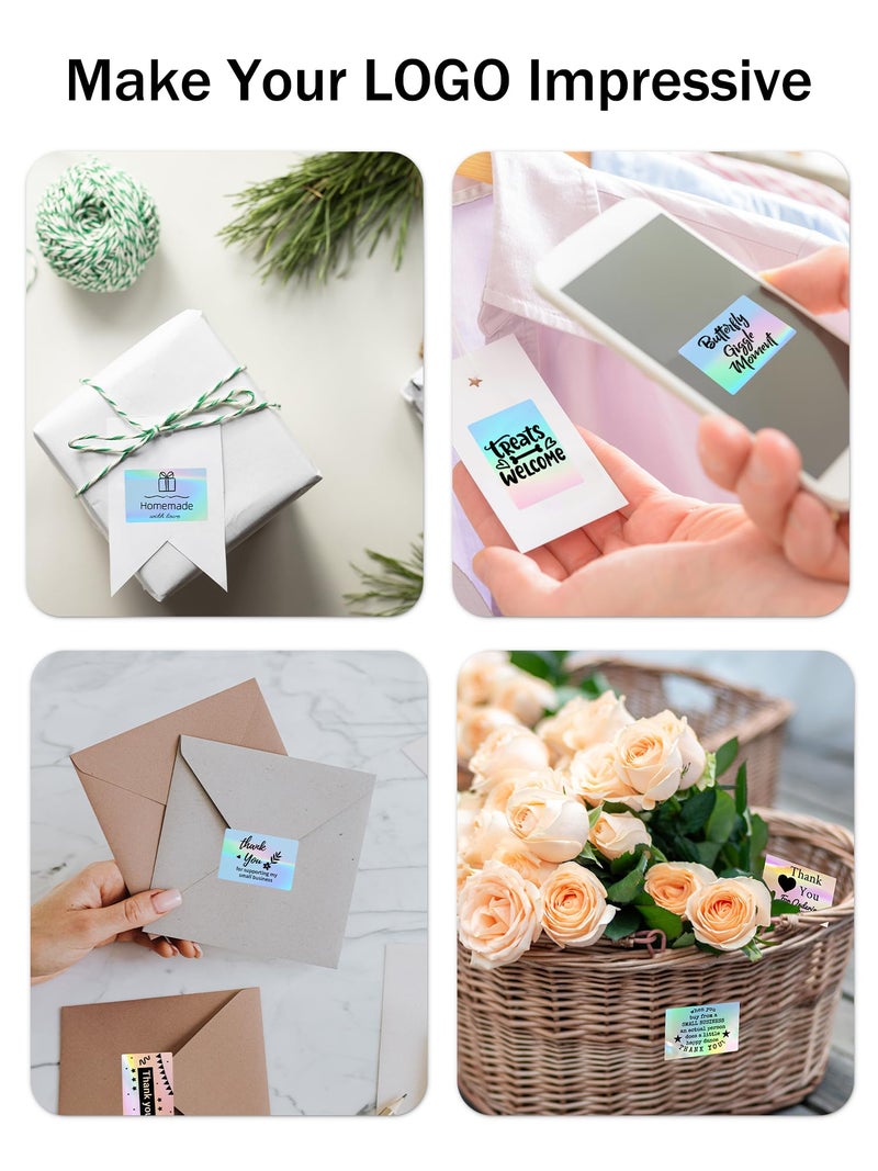 Memoking M110 Label, M100/M220/A42 Thermal Labels - 40x30mm (1.57"x1.18") Holographic Waterproof Sticker Paper Compatible with Phomemo M100 M110 M220 M221 M250 M260 Labels Maker for DIY, Logo, Thanks,Tag - Image 3