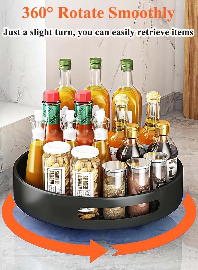 YIM-VIBEHAUS Lazy Susan Spice Container, 360° Rotating Spices Rack with Non-Slip Pad Metal Kitchen Organizer Spices for Cabinet, Kitchen, Counter, Refrigerator, Black Seasoning Organizer, 31 x 31x 5 cm Spice Organizer  - Image 2