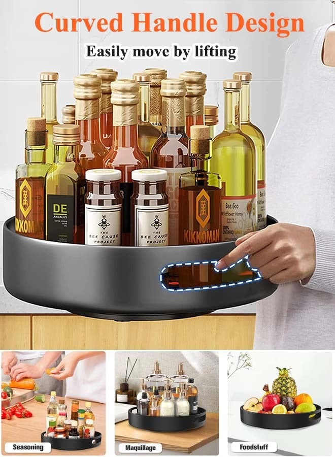 YIM-VIBEHAUS Lazy Susan Spice Container, 360° Rotating Spices Rack with Non-Slip Pad Metal Kitchen Organizer Spices for Cabinet, Kitchen, Counter, Refrigerator, Black Seasoning Organizer, 31 x 31x 5 cm Spice Organizer  - Image 3
