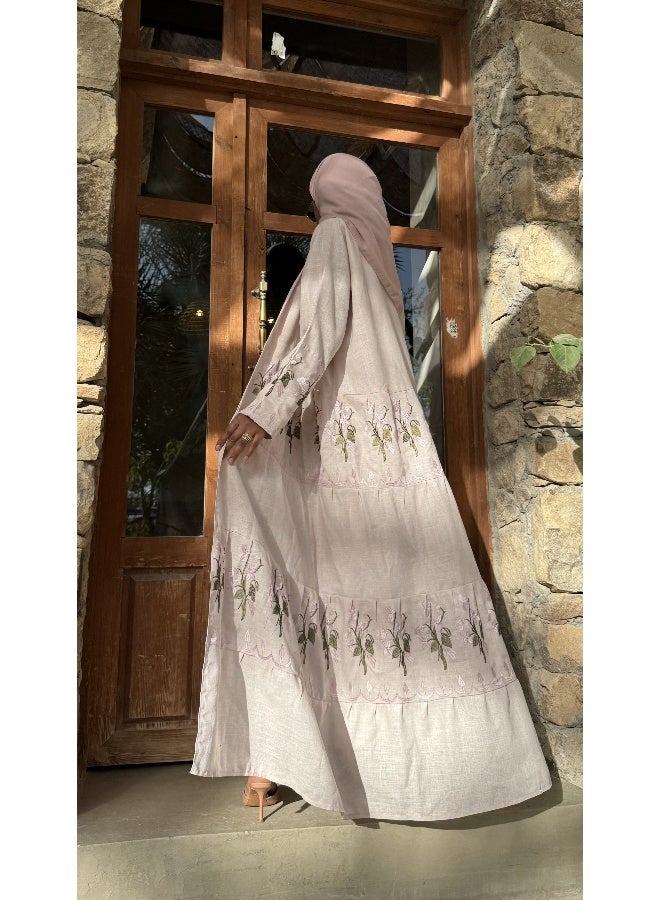 آية MW1497 عباية دبل كلوش لنن بيبي بنك - Image 2