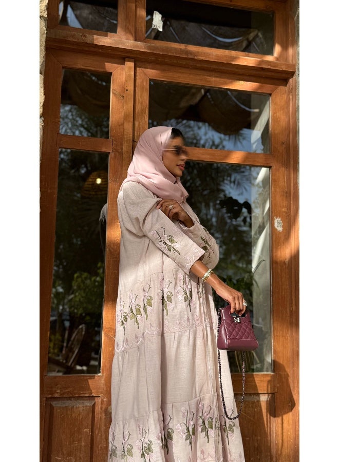 آية MW1497 عباية دبل كلوش لنن بيبي بنك - Image 5