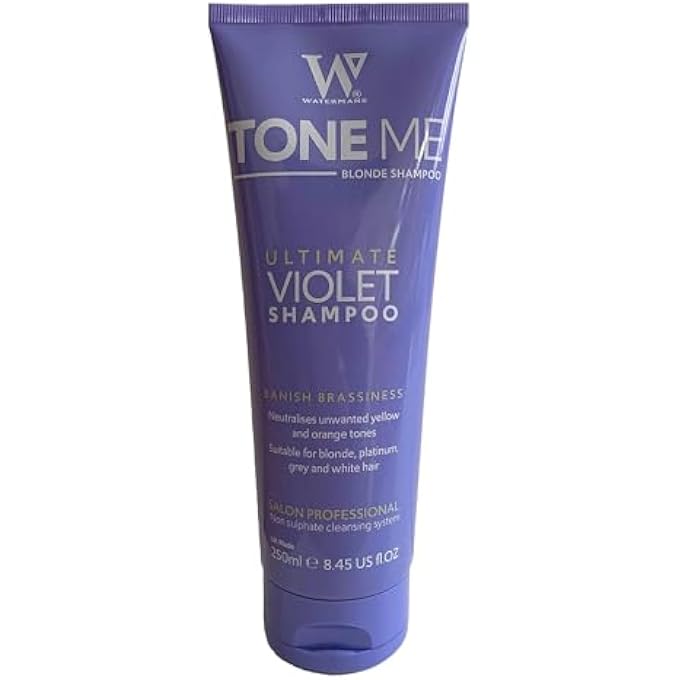 Watermans Purple Shampoo & Purple Conditioner set with Free Makeup Bag, Watermans Life is Better in Blonde set - Remove Yellow tones fast for Blonde, Platinum, White or Grey Hair