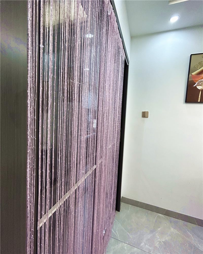 ave split ستارة حائط مزخرفة من خيوط للباب بانيل فريم نافذة فاصل غرفة ستارة مزخرفة منزل 100سم*200سم (وردي 18) - Image 5