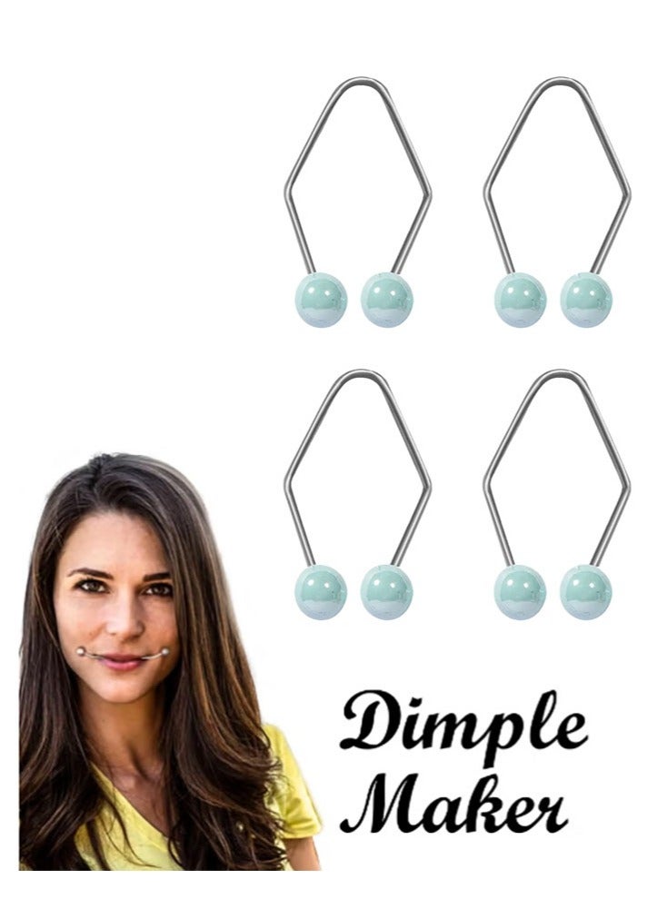 إستيل زوجان من صانع الغمازات لتدريب غمازات الوجه على الخدود لخلق ابتسامة ساحرة، أداة ممتازة من الفولاذ المقاوم للصدأ للغمازات الطبيعية والتدريب السهل على التعبير عن الوجه باللون الأزرق الفاتح - Image 1