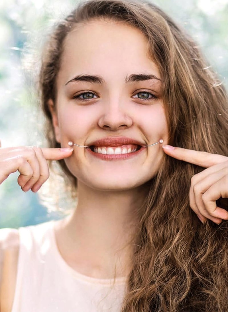 إستيل زوجان من صانع الغمازات لتدريب غمازات الوجه على الخدود لخلق ابتسامة ساحرة، أداة ممتازة من الفولاذ المقاوم للصدأ للغمازات الطبيعية والتدريب السهل على التعبير عن الوجه باللون الأزرق الفاتح - Image 2