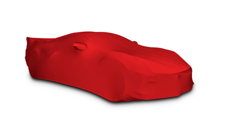 SR1 Performance C8 Corvette Custom Fit Car Cover - Indoor Ultraguard Stretch Satin - The Ultimate High End Fit for 2020-2025 Stingray, Z06, Z51, E-Ray Corvettes (Red) - Image 1