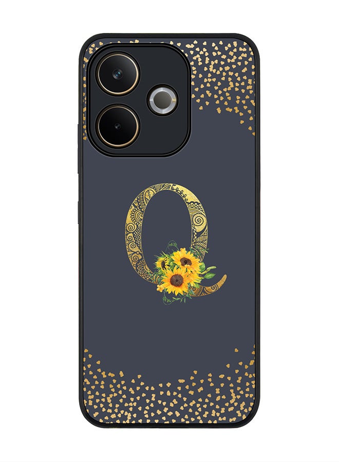 Stylizedd For Oppo A5 Pro 5G / A5 Pro 4G / 5G Case,Slim fit Camera Protection, Shockproof Thin Phone cover  - Custom Floral Monogram - Q  (Grey ) - Image 1