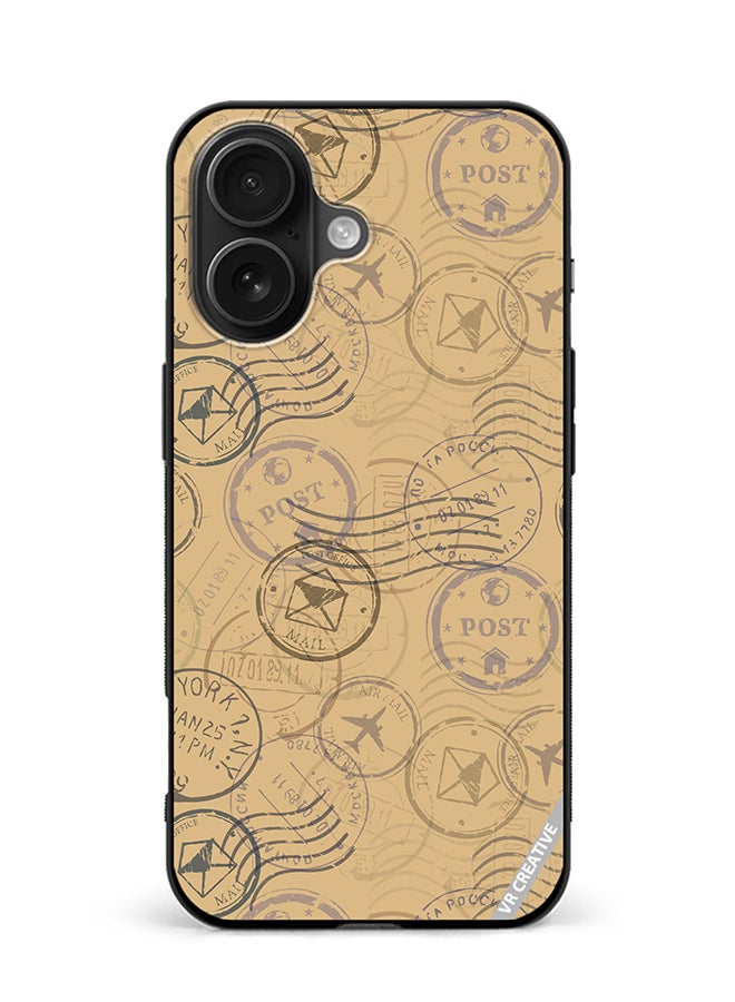 VR CREATIVE Protective Case Cover For Apple iPhone 16 Plus Postal Stamps Design Multicolour