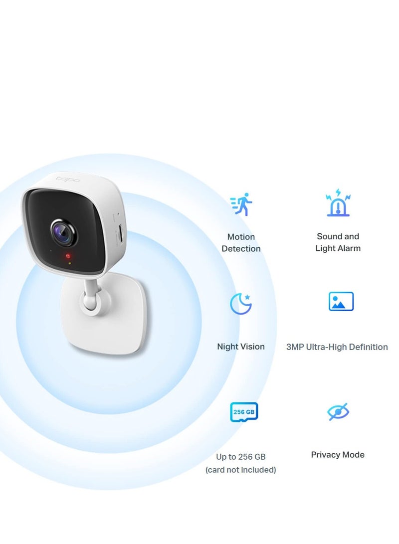 Tapo TP-Link Mini Smart Security Camera, Indoor CCTV, Works with Alexa&Google Home, No Hub Required, 3MP(2304 × 1296) High Definition, 2-Way Audio, Night Vision, SD Storage, Device Sharing( C110) - Image 2