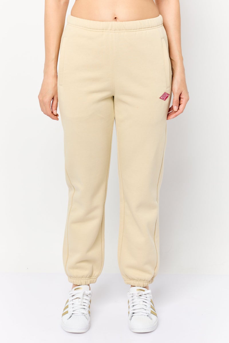 ESPRIT Women Regular Fit Brand Logo Jogger Pants, Beige  - Image 1
