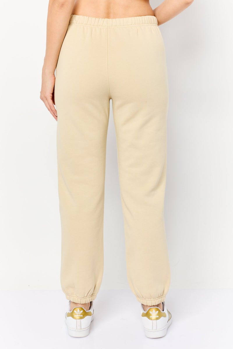 ESPRIT Women Regular Fit Brand Logo Jogger Pants, Beige  - Image 3