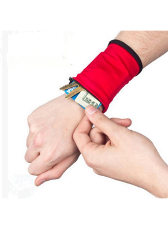 Generic Outdoor Sports Wrist Bag Arm Strap Sleeve Cycling Mobile Phone Bag Fitness Arm Bag Wallet Wrist Bag Ring Running Storage-Color:Red  - Image 1