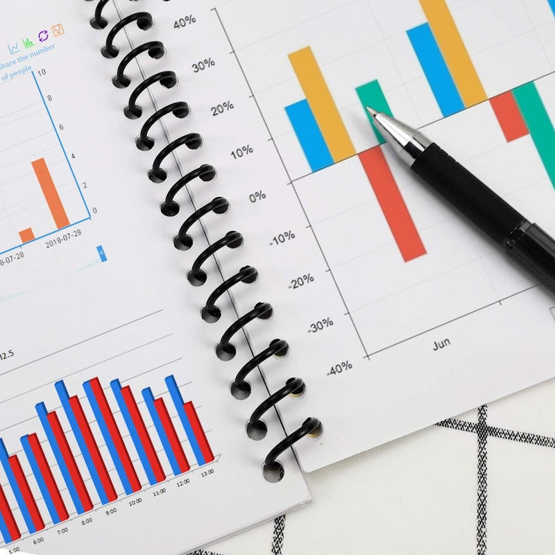 RAYSON 7.9mm Plastic Spiral Coil Binding 3:1 Pitch, 5/16inch, 40 Sheets Capacity Black Coil Binding Spines - Versatile for Office and Educational Tasks, Pack of 100 - Image 3