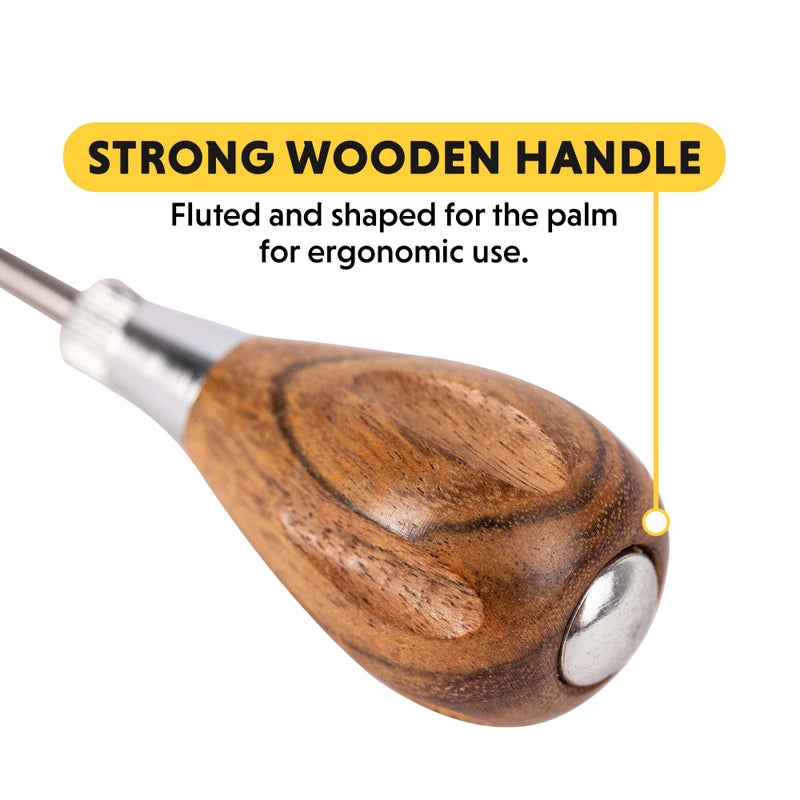 General Tools General Tools Scratch Awl Tool with Hardwood Handle - Scribe, Layout Work, & Piercing Wood - Alloy Steel Blade  - Image 3