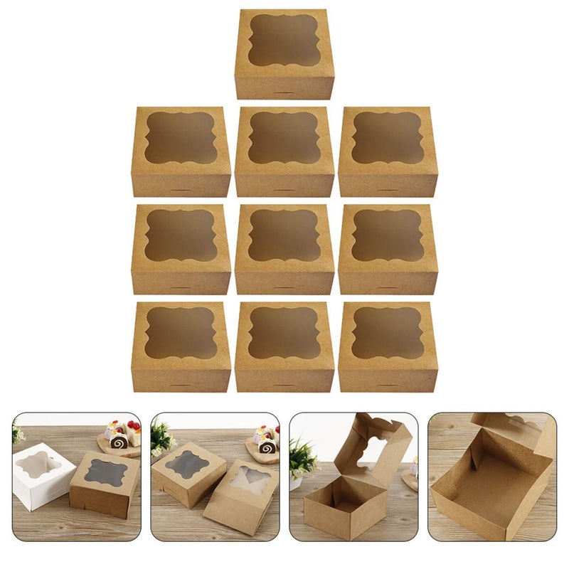 Kraft Paper Bakery Boxes With PVC Window For Pies Cookies Desserts Pastry Takeout - Image 4