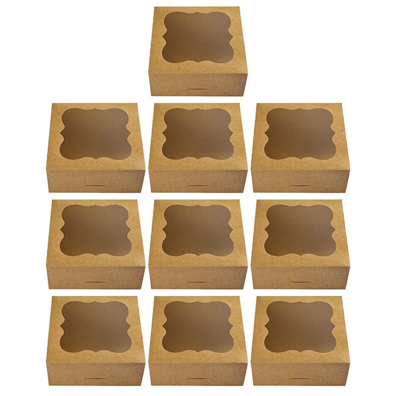 Kraft Paper Bakery Boxes With PVC Window For Pies Cookies Desserts Pastry Takeout - Image 2