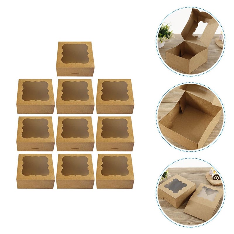 Kraft Paper Bakery Boxes With PVC Window For Pies Cookies Desserts Pastry Takeout - Image 5