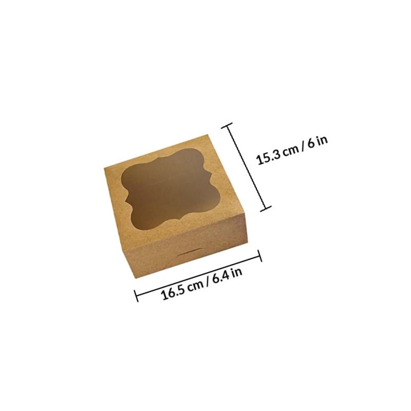 Kraft Paper Bakery Boxes With PVC Window For Pies Cookies Desserts Pastry Takeout - Image 3