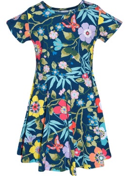 Lovetti Macro Farm House Girl's Pattern Short Sleeve Flared Skirt Dress  - Image 1