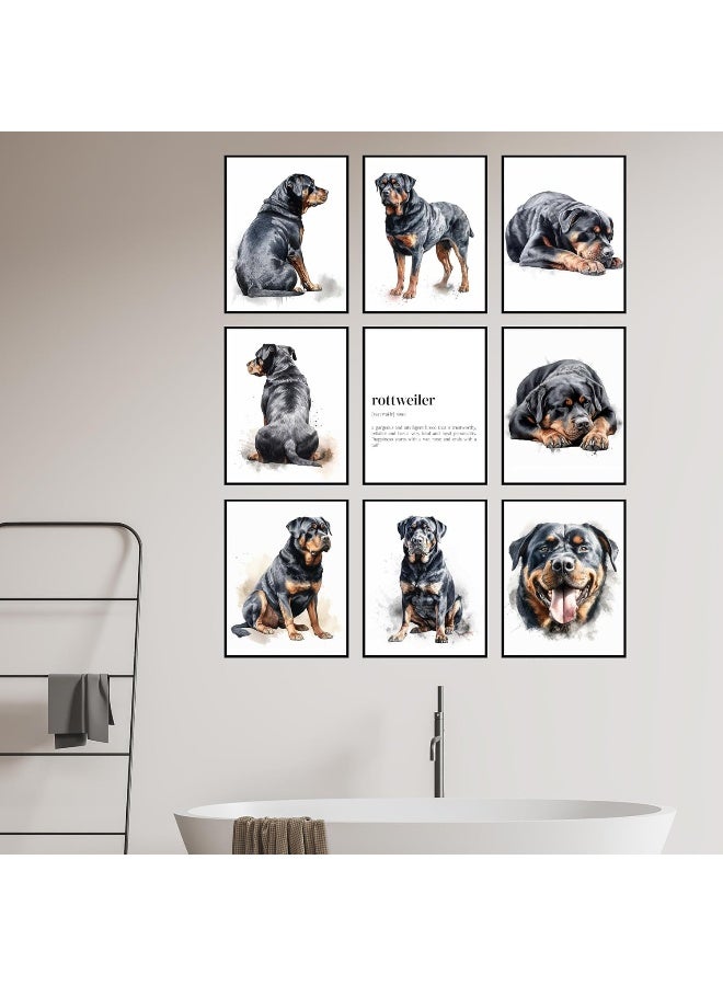 BigWig Prints Rottweiler Poster - Rottweiler Decor, Wall Art, Room Decor, Gifts For Women, Art Set, Bathroom Wall - Unframed Set Of 9 (8x10â€) - Image 4