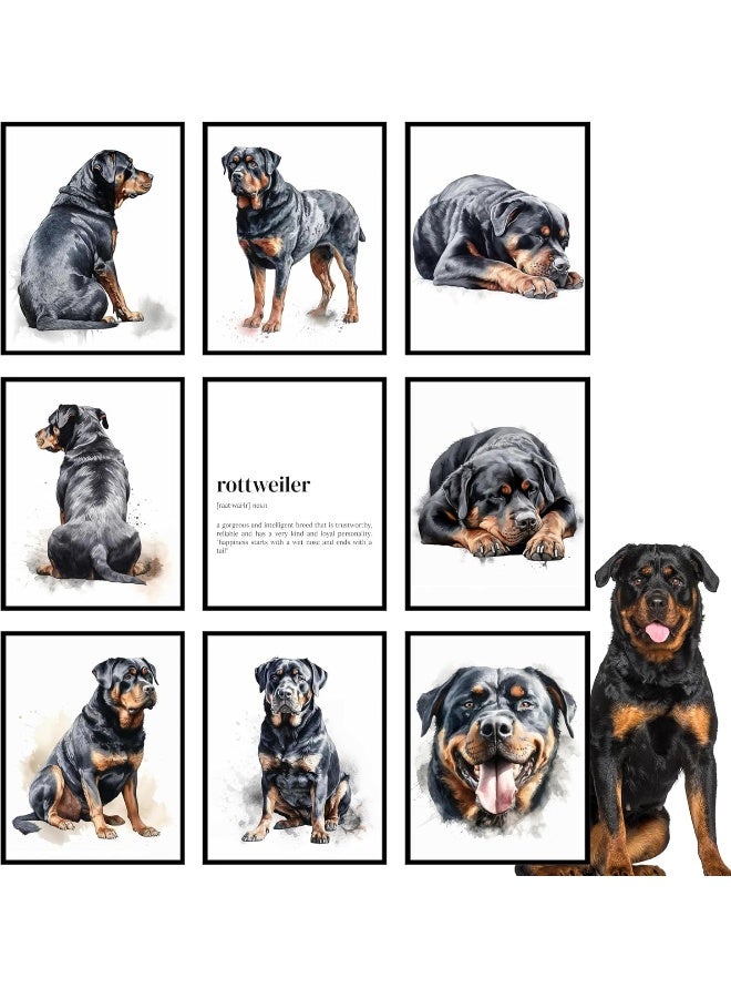 BigWig Prints Rottweiler Poster - Rottweiler Decor, Wall Art, Room Decor, Gifts For Women, Art Set, Bathroom Wall - Unframed Set Of 9 (8x10â€) - Image 1