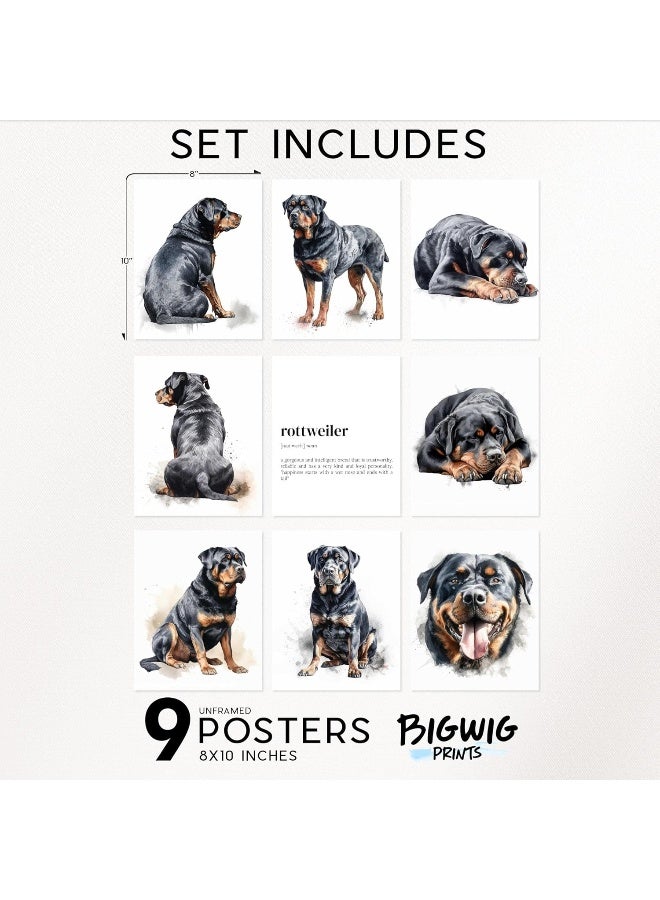 BigWig Prints Rottweiler Poster - Rottweiler Decor, Wall Art, Room Decor, Gifts For Women, Art Set, Bathroom Wall - Unframed Set Of 9 (8x10â€) - Image 2