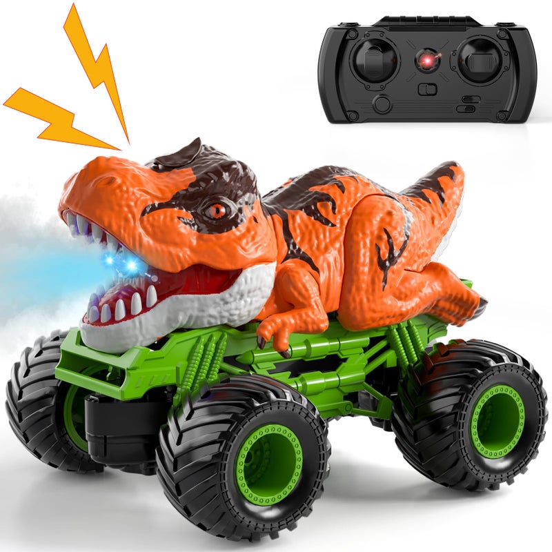 Bennol Remote Control Dinosaur Car for Boys Kids 24Ghz RC Dinosaur Truck Toys for Toddlers Electric Hobby RC Car Toys with Light Sound Spray Birthday Gift for 3 4 5 6 7 8 Year olds Kids Boys - Image 2