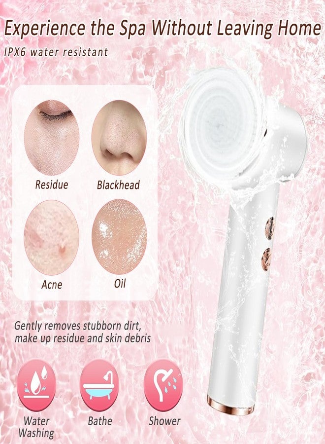 DotPet 4 in 1 Facial Cleansing Brush, Electrical Face Wash Brush with 5 Speed Adjustable, IPX6 Waterproof Portable Face Scrubber for Deep Cleansing, Exfoliating, Removing Blackhead, Massaging (White) - Image 3