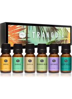 P&J Trading P&J Trading Fragrance Oil Tranquil Set | Vanilla, Cucumber Melon, Lavender, Amber, Bamboo, and Ocean Breeze Candle Scents for Candle Making, Freshie Scents, Soap Making Supplies, Diffuser Oil Scents 