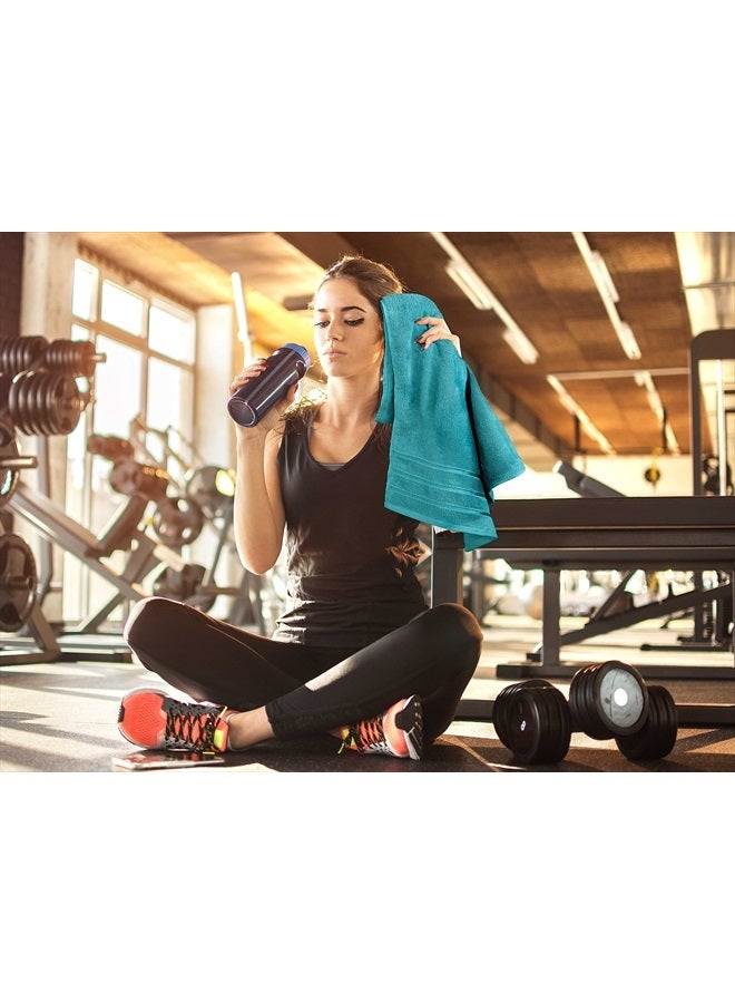 Utopia Towels 8-Piece Luxury Towel Set, 2 Bath Towels, 2 Hand Towels, and 4 Wash Cloths, 600 GSM 100% Ring Spun Cotton Highly Absorbent Viscose Stripe Towels Ideal for Everyday use (Turquoise) - Image 5