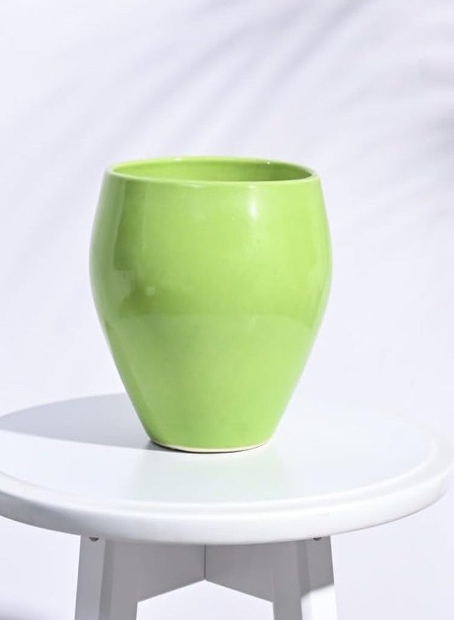 أوجاو وعاء سيراميك على شكل تفاحة من UGAOO (قطر 6 بوصات، أخضر فاتح) | وعاء زراعة سيراميكي للاستخدام الداخلي والخارجي في المنزل والحديقة والمكتب | وعاء زهور لوضعه على الطاولة في غرفة المعيشة أو الشرفة أو الفناء - Image 1