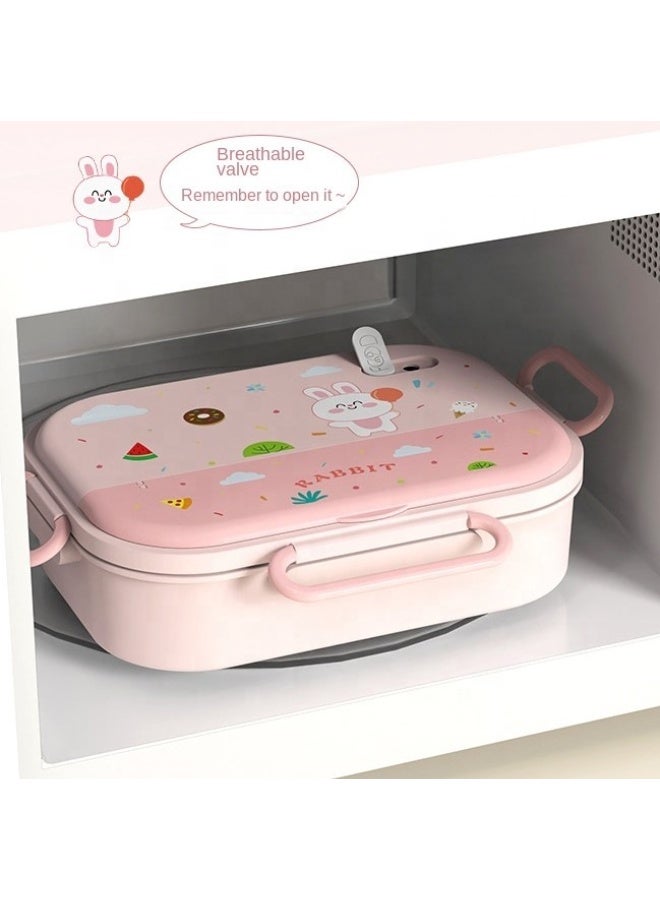 Twisoo Kids Bento Lunch Box with Insulated Carry Bag – Cute Printed Leakproof Lunch Box for School,  Food Container with Spoon & Sauce Bowl - Image 4