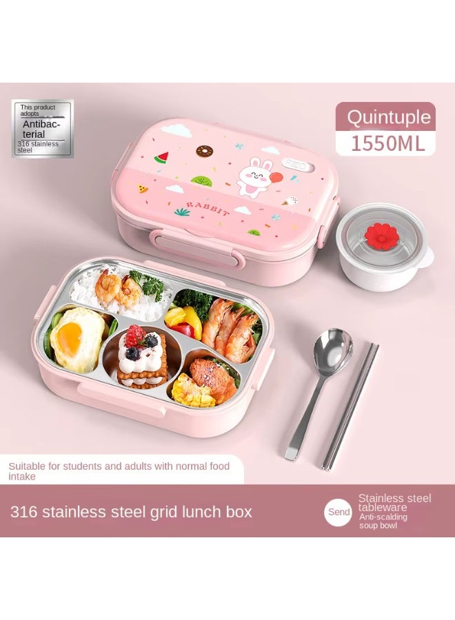 Twisoo Kids Bento Lunch Box with Insulated Carry Bag – Cute Printed Leakproof Lunch Box for School,  Food Container with Spoon & Sauce Bowl - Image 2