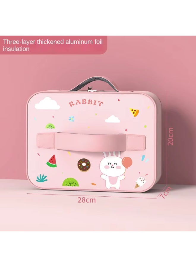 Twisoo Kids Bento Lunch Box with Insulated Carry Bag – Cute Printed Leakproof Lunch Box for School,  Food Container with Spoon & Sauce Bowl - Image 3