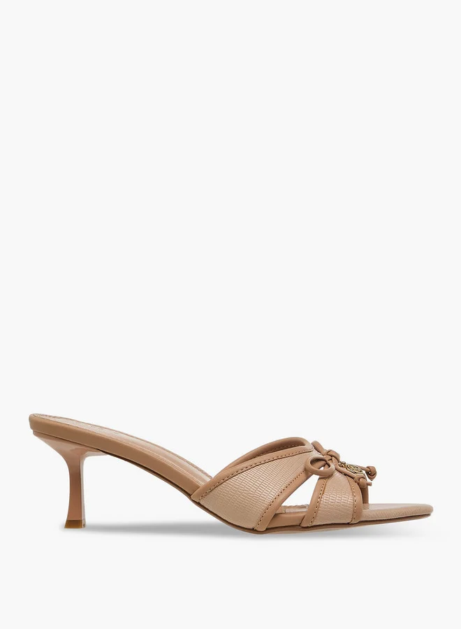 سيليست Women's Bow Detail Slip-On Sandals with Flared Heels