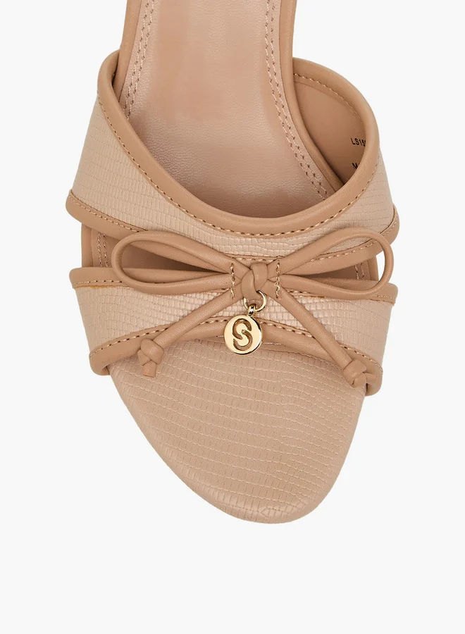 سيليست Women's Bow Detail Slip-On Sandals with Flared Heels