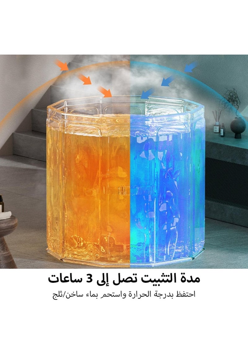 ليون هوم بانيو متنقل للكبار كبير - حوض استحمام قابل للطي، بانيو استحمام محمول، عزل حراري طويل الأمد، سهل التخزين بدون تركيب، مناسب للاستخدام في حمامات الاستحمام والحمامات - Image 5