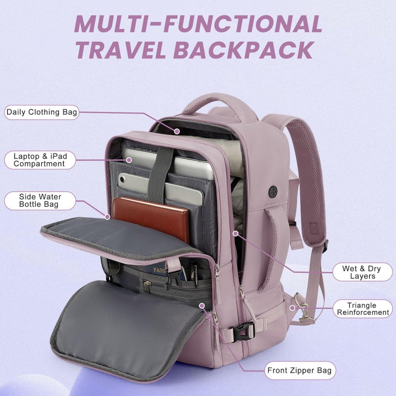 Sinaliy Travel laptop Backpack for Women, Personal Item Size Flight Approved, 16 Inch Laptop Bag with Multi-Pockets, College Computer Bag, Waterproof Carry On Backpack Casual Daypack Backpack - Image 4