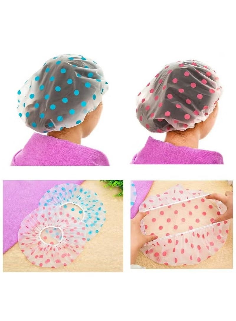 3 Pcs Waterproof Shower Caps Plastic Reusable Shower Caps Elastic Band Bath Hair Hat for Women  - Image 2