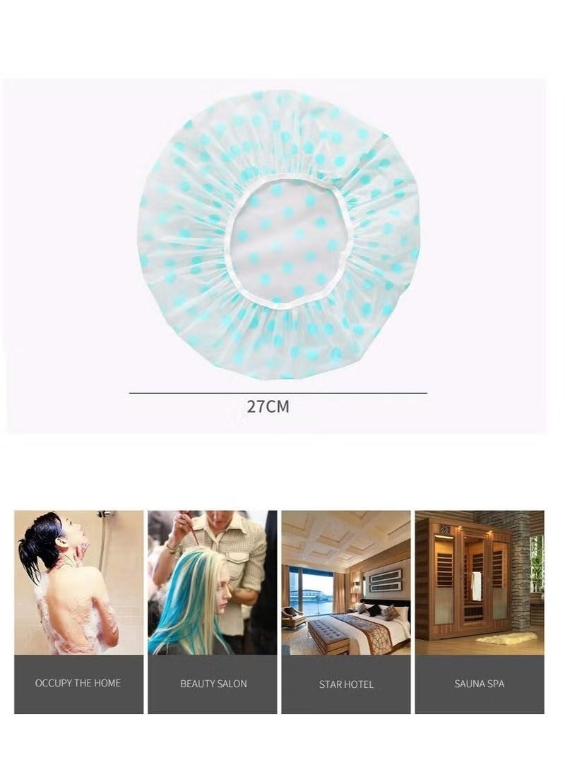 3 Pcs Waterproof Shower Caps Plastic Reusable Shower Caps Elastic Band Bath Hair Hat for Women  - Image 3