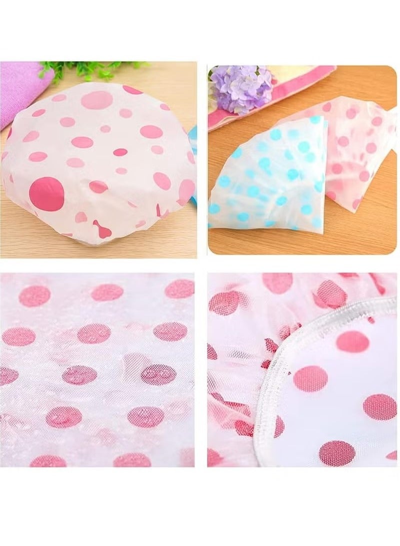3 Pcs Waterproof Shower Caps Plastic Reusable Shower Caps Elastic Band Bath Hair Hat for Women  - Image 5