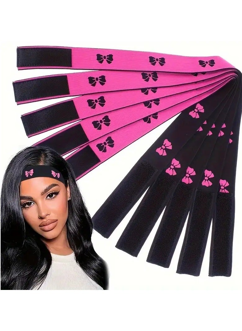 Rozino 5 pc Elastic Bands for Wigs Edges Lace Melting Band for Lace Wigs Thick Laying Adjustable Bands Edge Wrap to Lay Edges Lace Frontal Melt Band for Wigs, Edge Laying Band for Women - Image 1