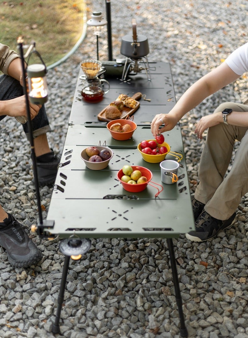 HUMJO Portable Folding Table Outdoor Camping BBQ Picnic Table Lightweight Aluminum Alloy Desert Glamping Table Car Trunk Small Table SUV Caravan Coffee Table - Image 2